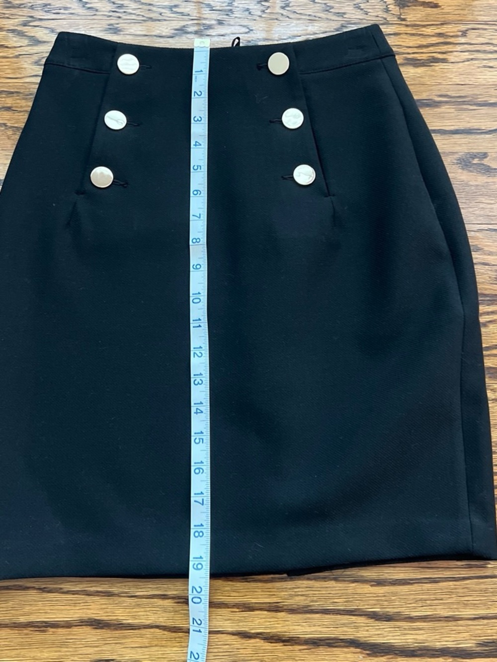 H&M Black pencil skirt with gold buttons